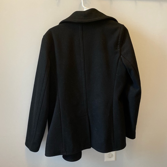 Gap Wool Pea Coat, Pink Silk Lining, Sz L Black - Picture 3 of 4